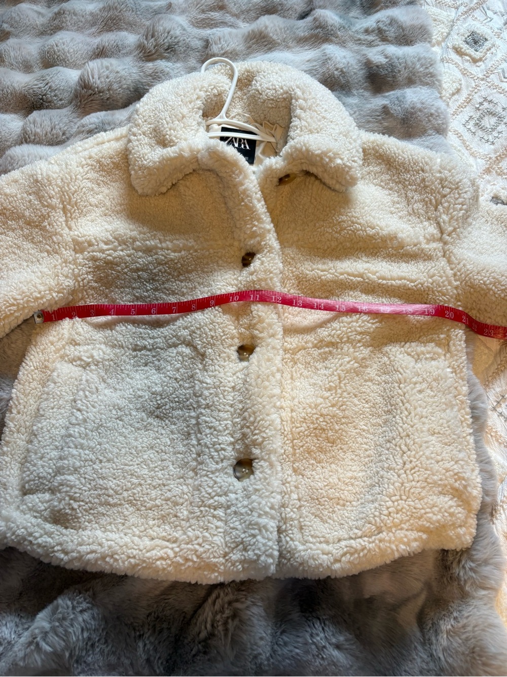 ZARA Women’s XS Cream Sherpa Button-Up Jacket - measurements in pics - Picture 8 of 14
